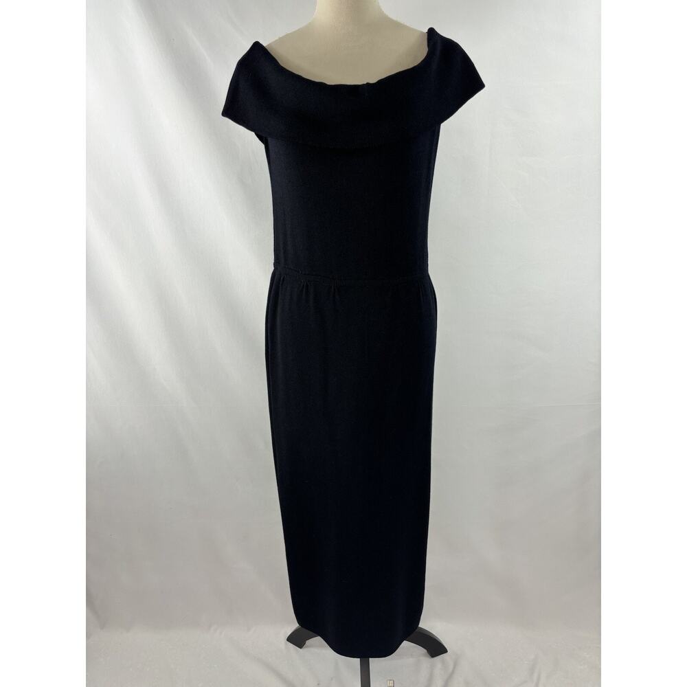 St John by Marie Gray On Off Shoulder Dress Black 10 Knit Elastic Waist